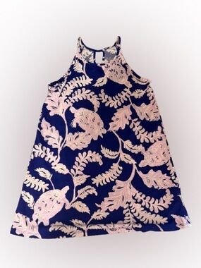 Lilly Pulitzer Navy Dress with Pink Leaf Print